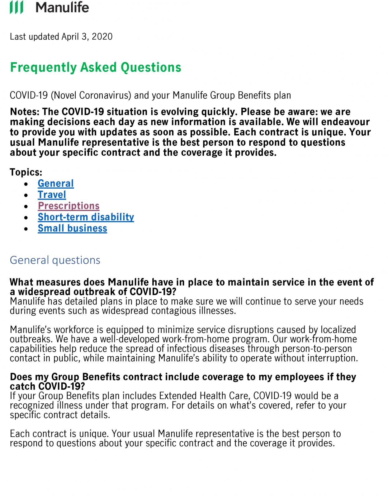 Manulife Frequently Asked Questions