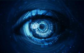 Blue eye with black background