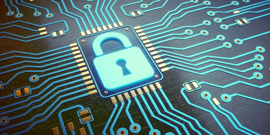 electronic chip with lock in the centre