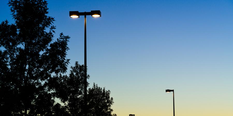 Street lights at dusk